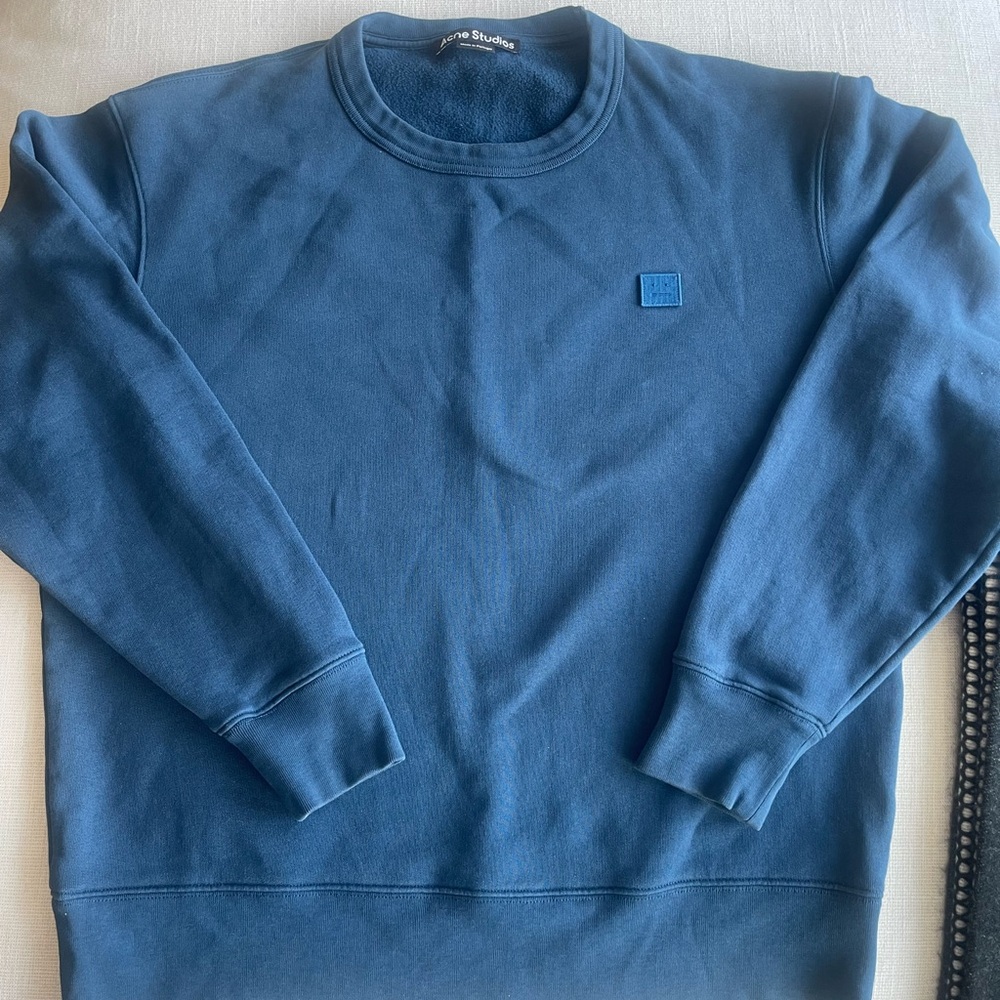 Acne Studios Teal-Blue Happy Face Crewneck Sweatshirt